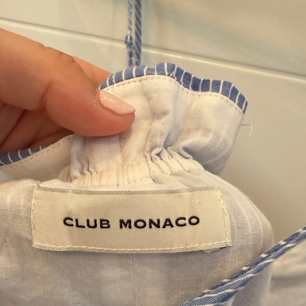Club Monaco White and Blue Striped Romper - Picture 2 of 3